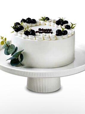 12" Eloquent Raised Pedestal Ceramic Cake Stand. Classic Design. White. NIB.
